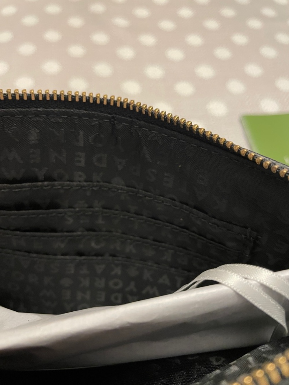 kate spade Chester Street Black Pebbled Leather Tassel Wristlet with Gold Accent - Picture 5 of 9